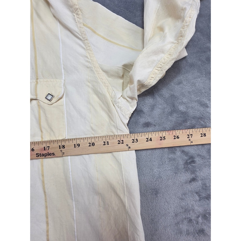 Rough Stock Panhandle Slim Mens XL Western Pearl Snap Shirt Cream Yellow Stripe - Picture 4 of 9